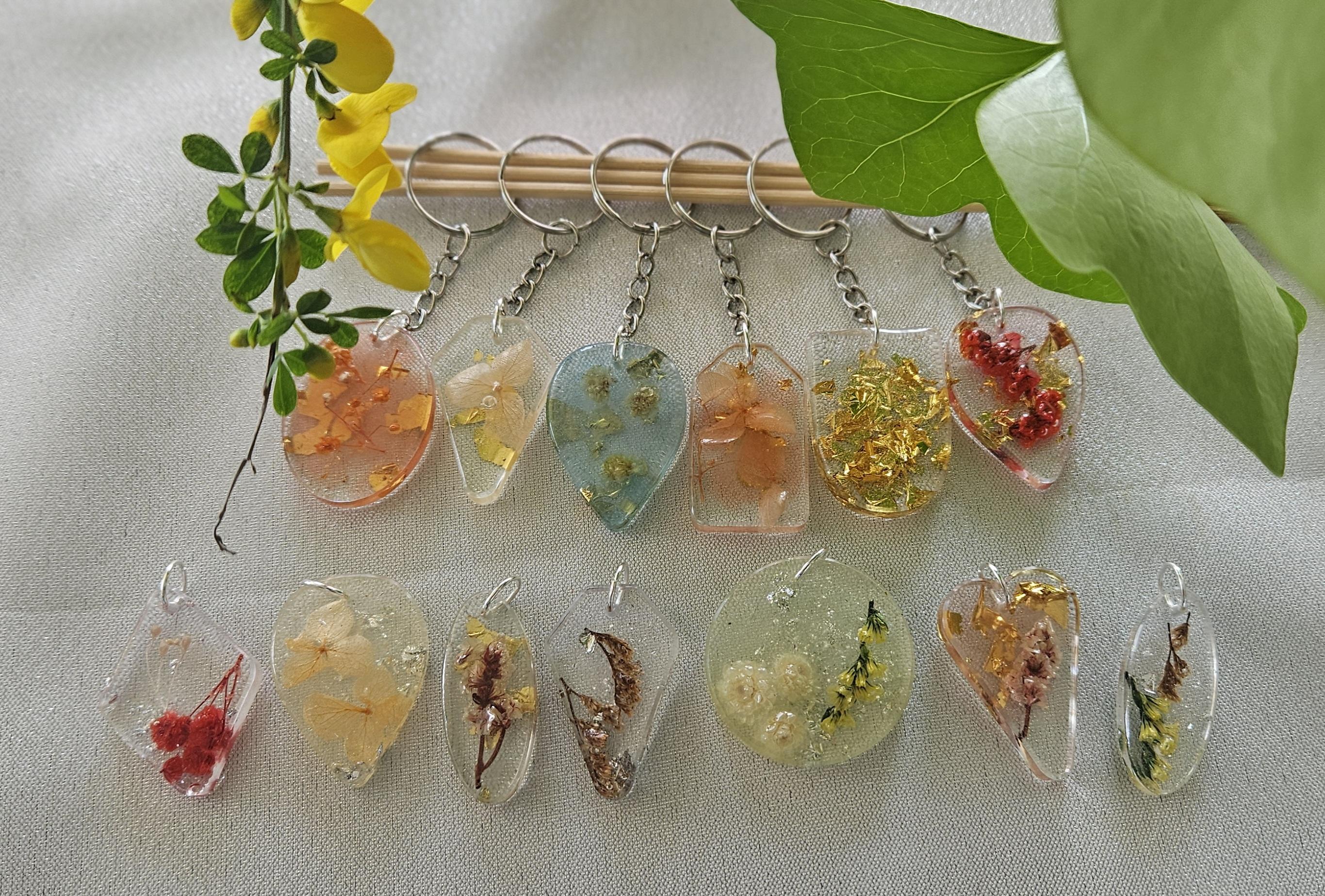 Selection of handmade resin keyrings