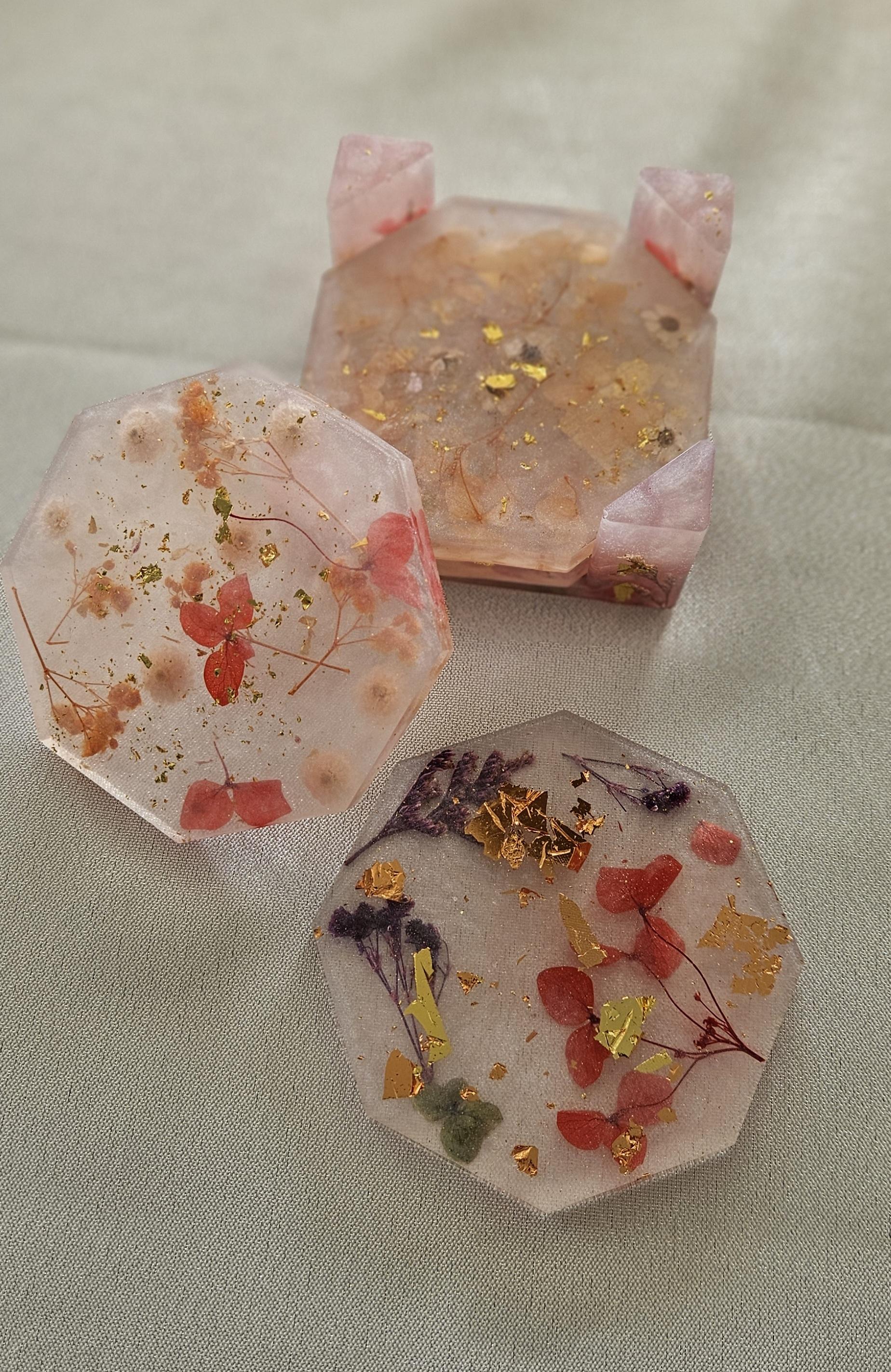 Pink Botanical Coaster Set